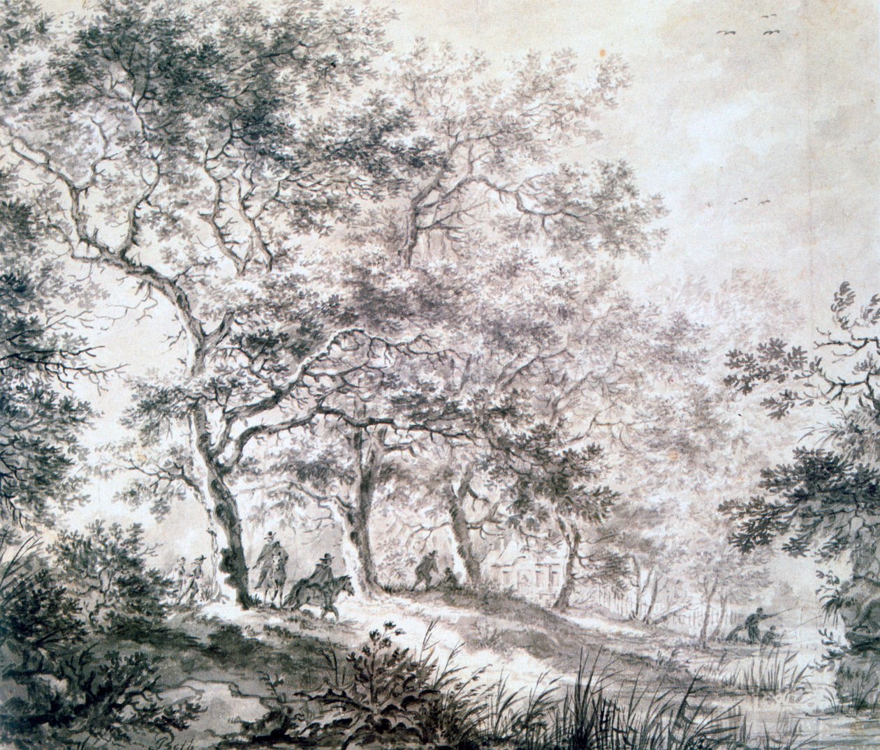 Um grupo de árvores à beira da água, 1643 de Jan Dirksz Both