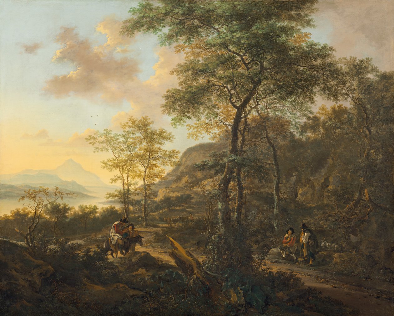 An Italianate Evening Landscape, c. 1650. de Jan Dirksz Both