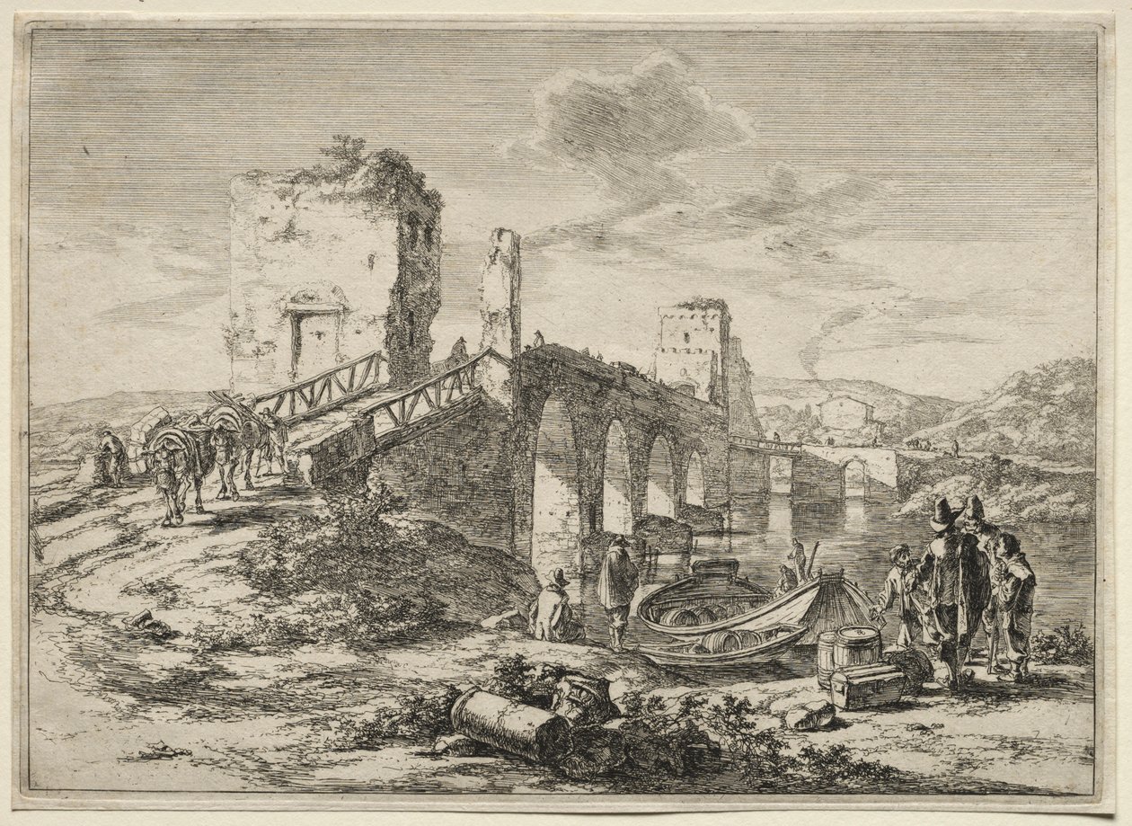 A ponte Molle sobre o Tibre. de Jan Dirksz Both