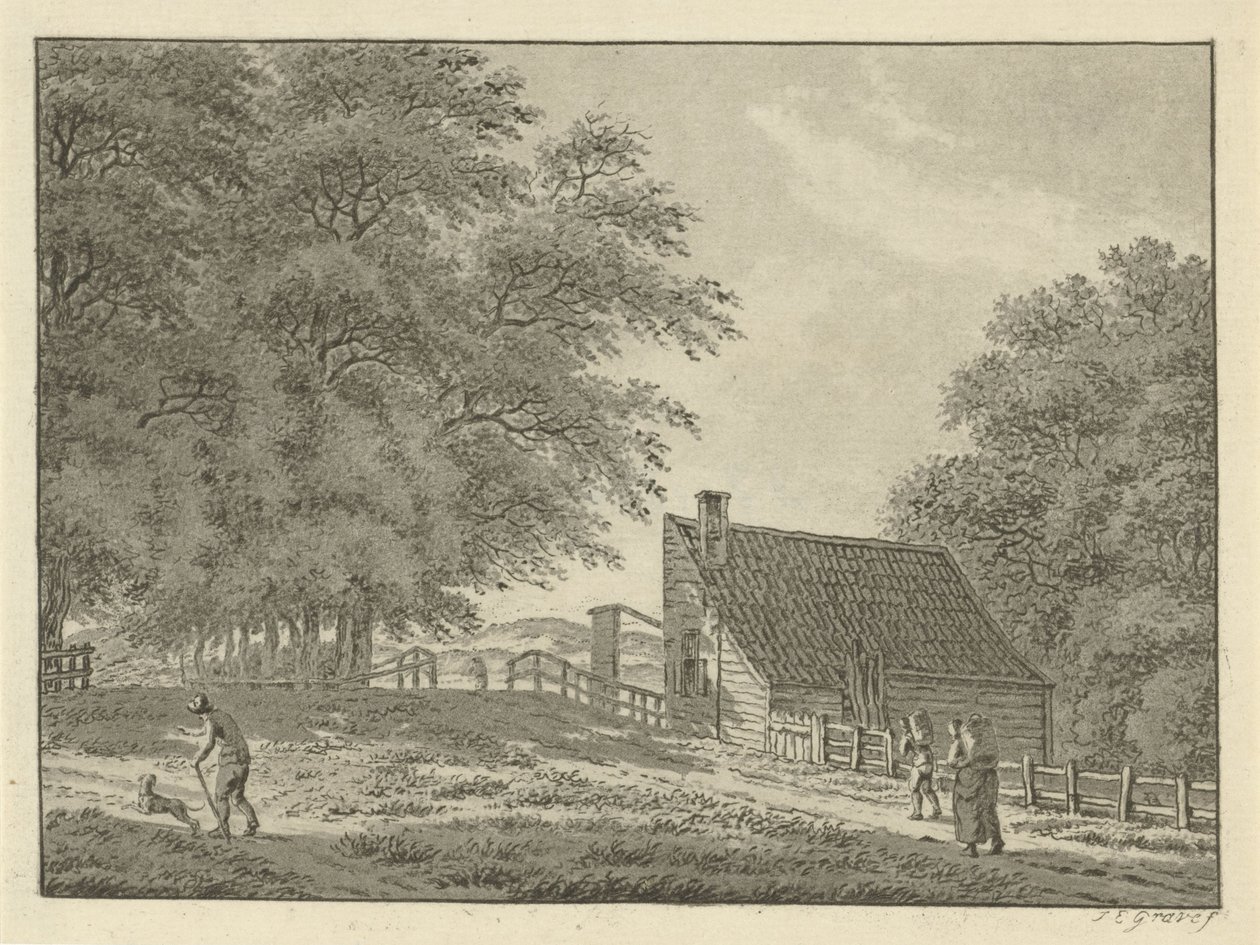 Paisagem perto de Overveen com caminhantes de Jan Evert Grave