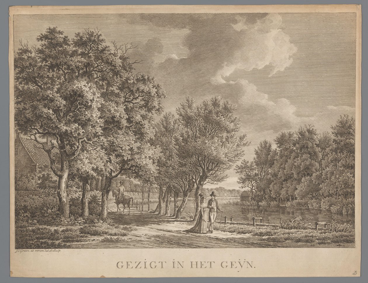 Paisagem com um casal a caminhar ao longo das margens do rio Gein
Vista da Gein (título sobre o objecto) de Jan Evert Grave