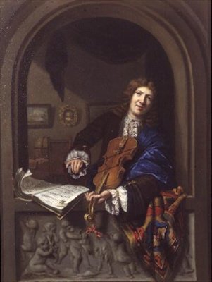Retrato de um homem a tocar violino de Jan Frans Douven