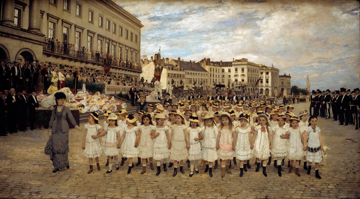 La Revue des ecoles en 1878 Painting by Jan Verhas (1834-1896) 1878 Sun. 2,41x4,02 m Bruxelas, Beaux Arts royale - O desfile das escolas em 1878. Pintura de Jan Verhas (1834-1896) de Jan Frans Verhas