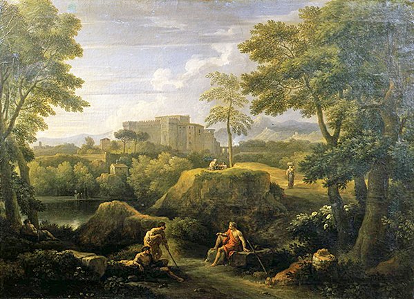 Paisagem com figuras (óleo sobre tela) de Jan Frans van Bloemen