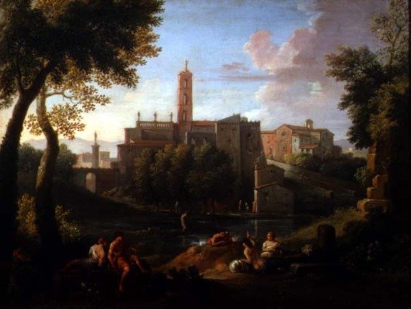 Paisagem com figuras perto de uma cidade (par de 81825) de Jan Frans van Bloemen
