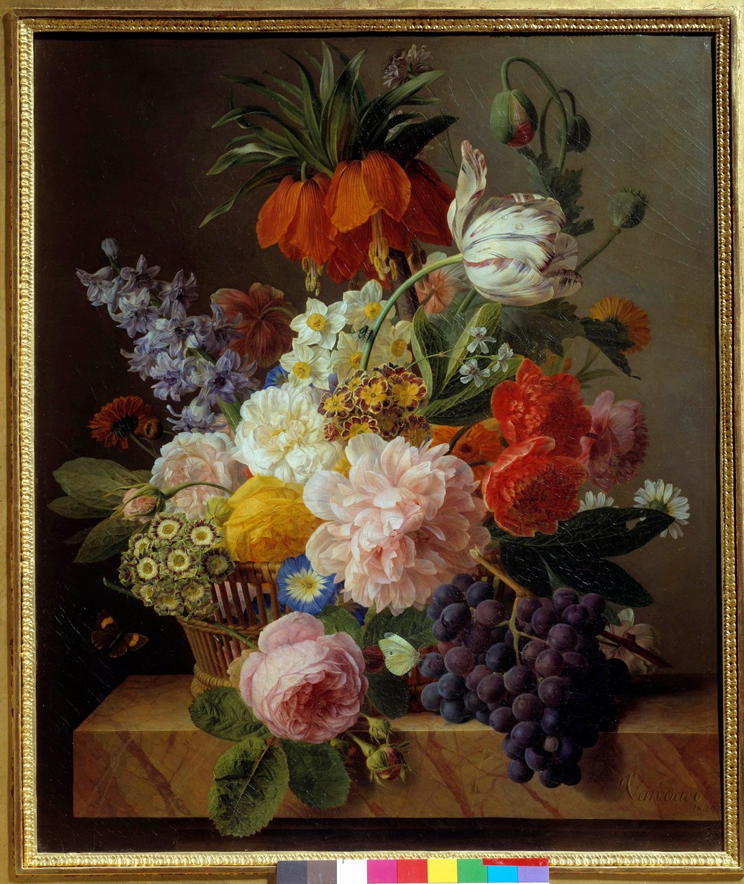 Pintura de Flores e Frutas por Jan Frans van Dael (1764-1840) 1827 Sun. 0,63 x 0,52 m Rouen. Museu de Belas Artes de Jan Frans van Dael