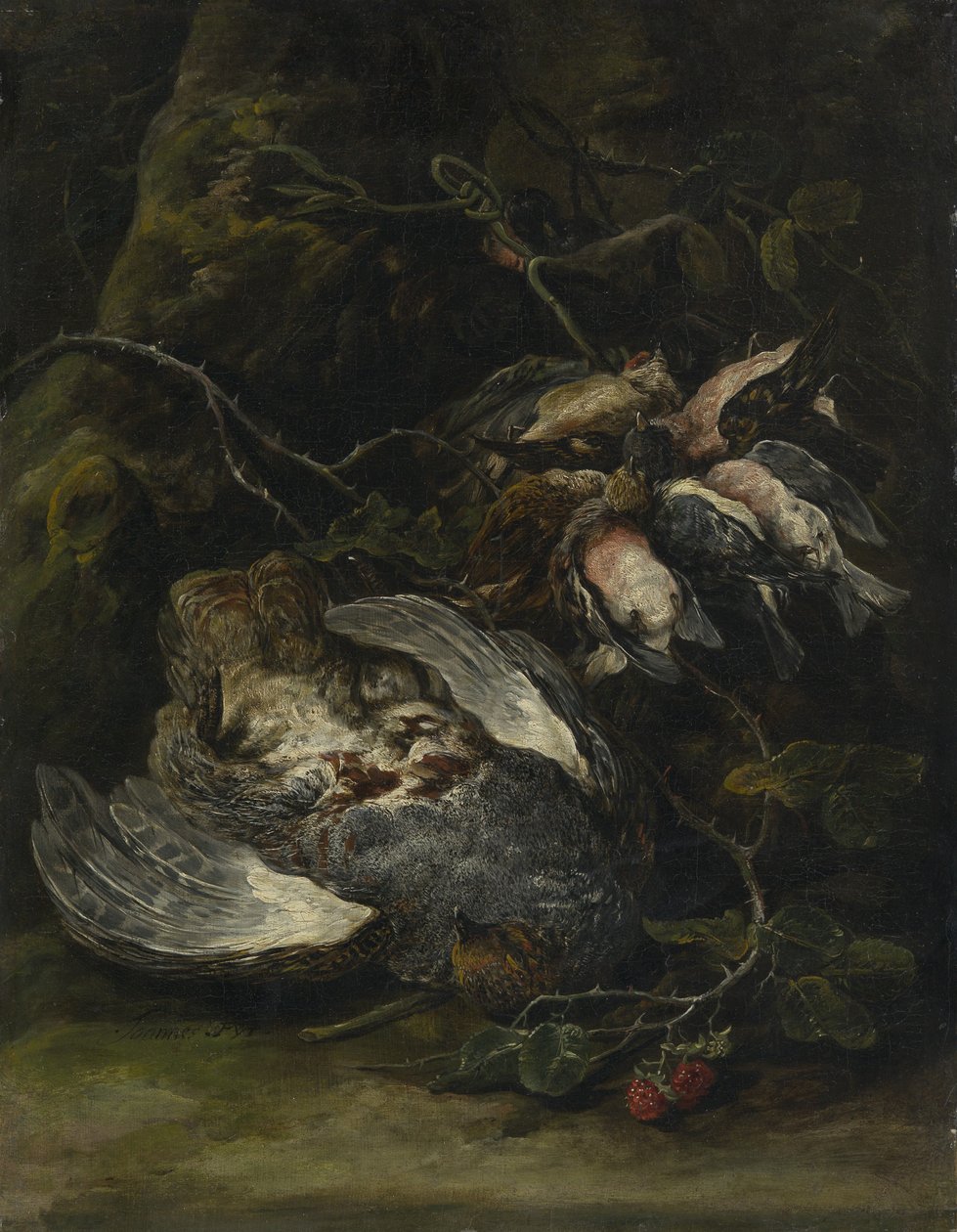 Uma perdiz e pequenos pássaros de caça, década de 1650. de Jan Fyt