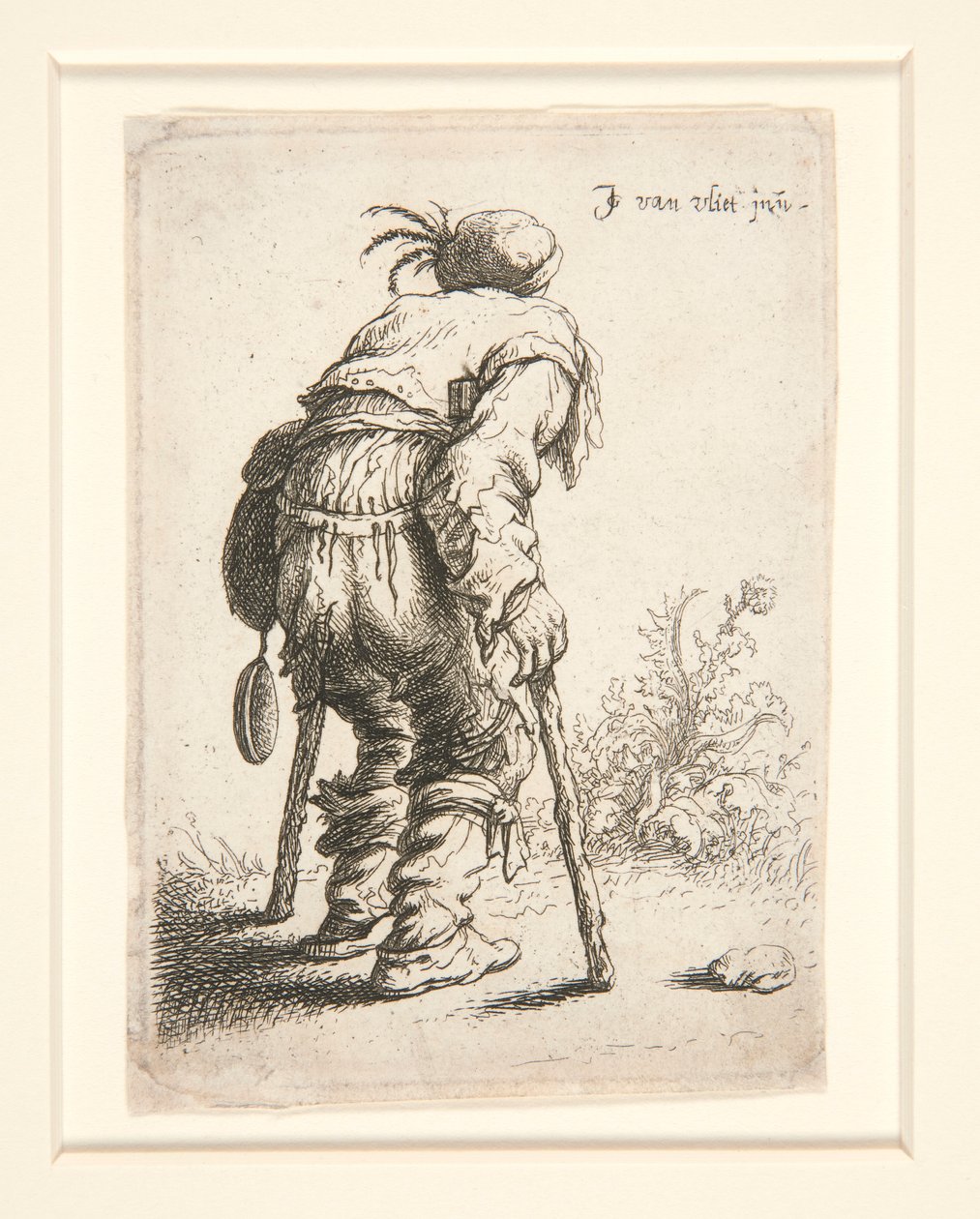 Um mendigo com duas muletas de Jan Georg van Vliet