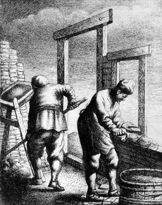 Tijolos, de uma série que descreve ofícios e profissões, c.1635 (gravura) de Jan Georg van Vliet