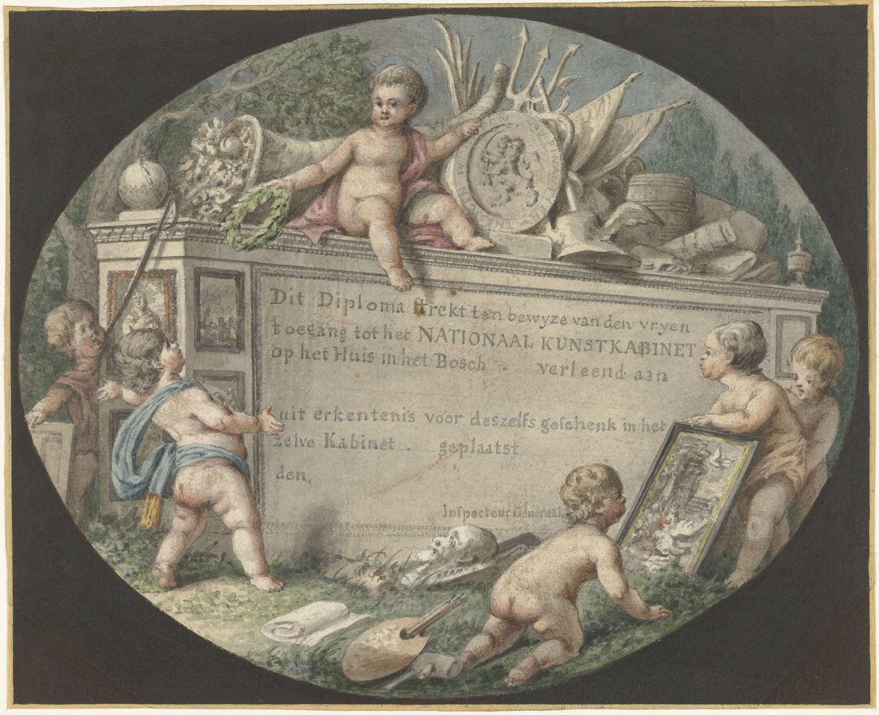 Design de um bilhete de entrada para o Gabinete Nacional de Arte no Huis ten Bosch de Jan Gerard Waldorp (possibly)