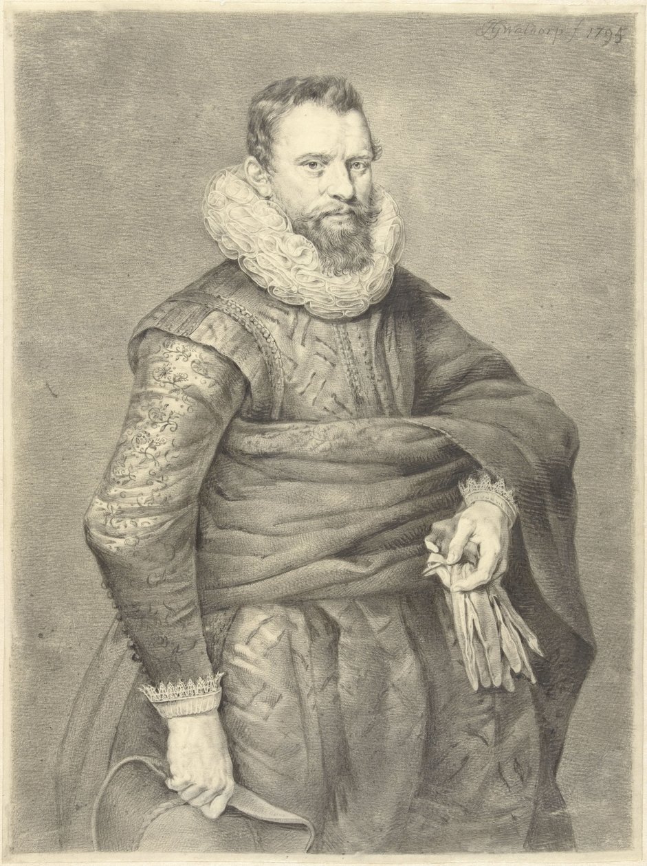 Retrato de um homem de luvas e chapéu, à direita de Jan Gerard Waldorp