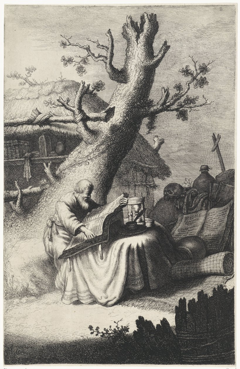 H. Hieronymus lendo debaixo de uma árvore de Jan Gillisz. van Vliet