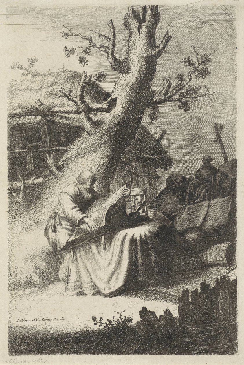 H. Leitura de Hieronymus debaixo de uma árvore de Jan Gillisz. van Vliet