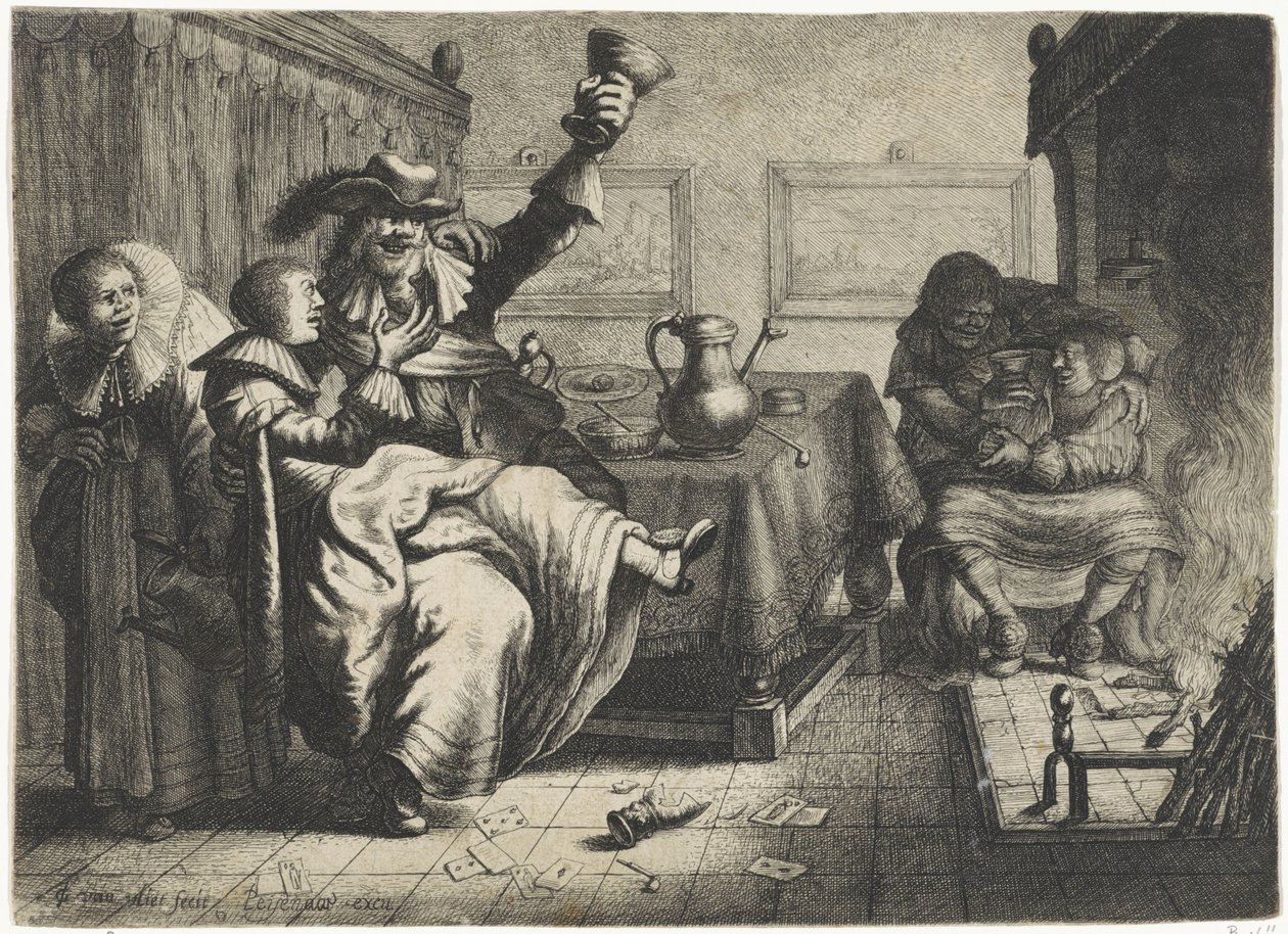 Dois casais amorosos numa estalagem de Jan Gillisz. van Vliet