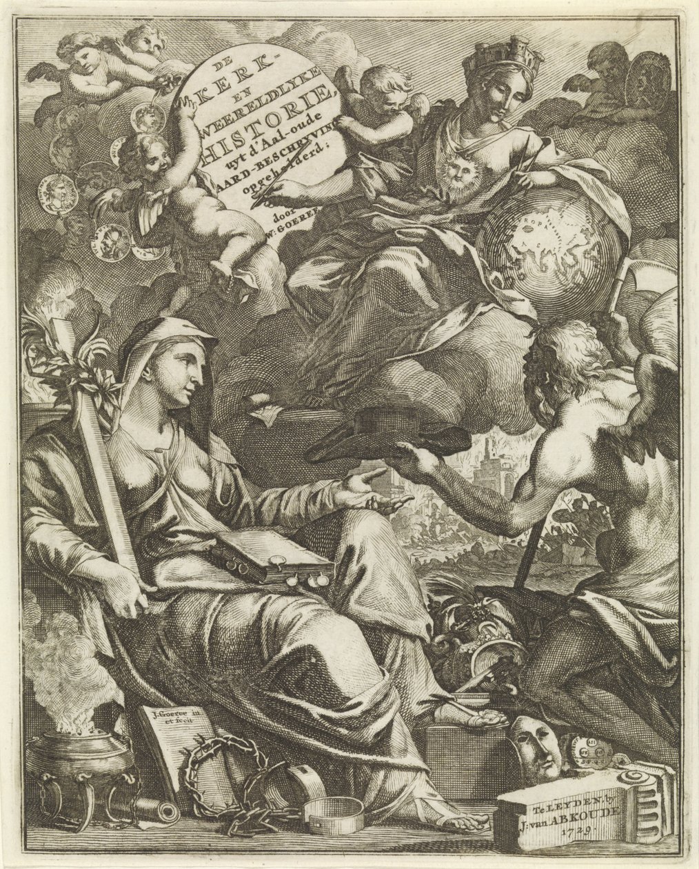 Alegoria da história da igreja e do mundo
Página de título para Willem Goeree, De kerklyke en weereldlyke historien. 1729
De kerk- en weereldlyke historie uyt d