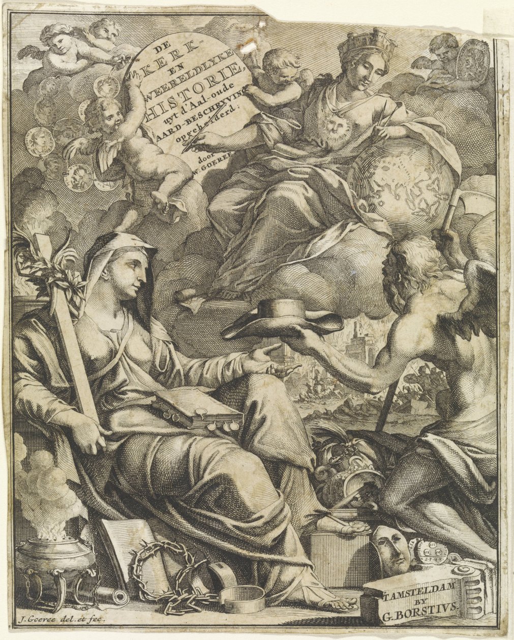 Alegoria da história da igreja e do mundo
Página de título para Willem Goeree, De kerklyke en weereldlyke historien. 1729
De kerk- en weereldlyke historie uyt d