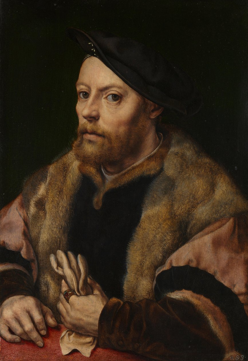 Um homem segurando uma luva, ca 1532 de Jan Gossaert
