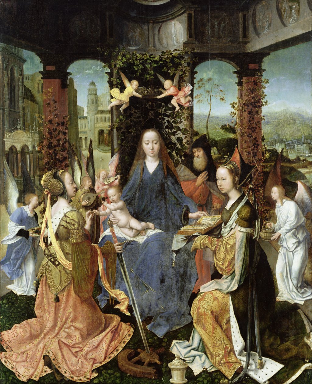 Madonna e criança com Maria Madalena e Santa Catarina de Jan Gossaert