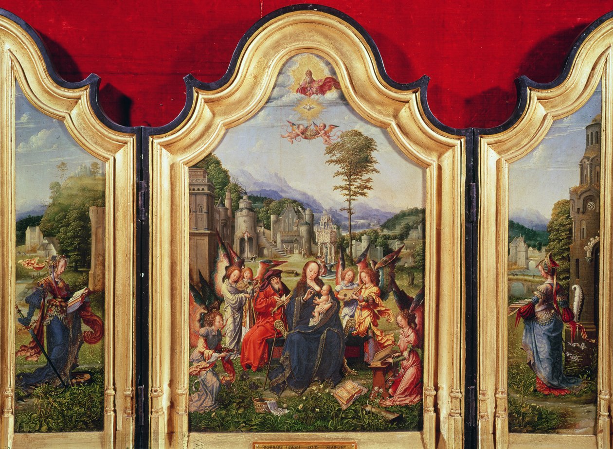 A Sagrada Família com Santa Catarina e Santa Bárbara de Jan Gossaert