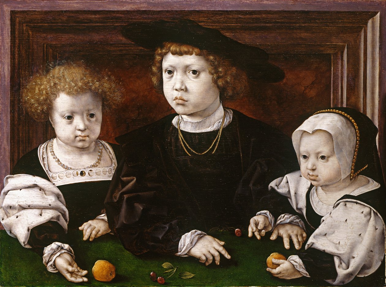 Os três filhos de Christian II da Dinamarca (Dorothea, John e Christina) de Jan Gossaert