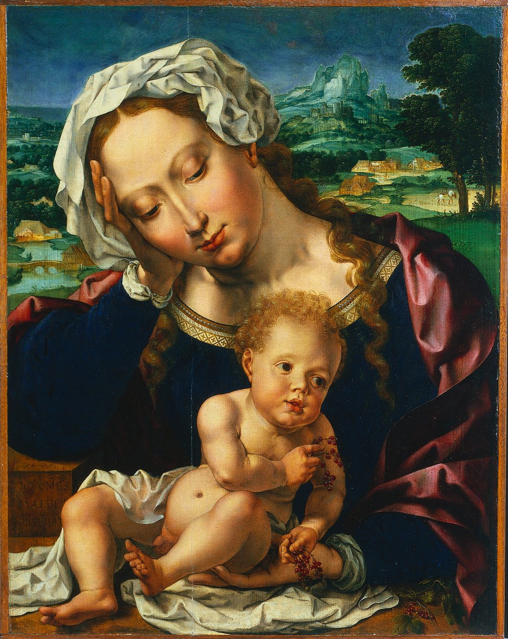Virgem e Menino em uma paisagem de Jan Gossaert