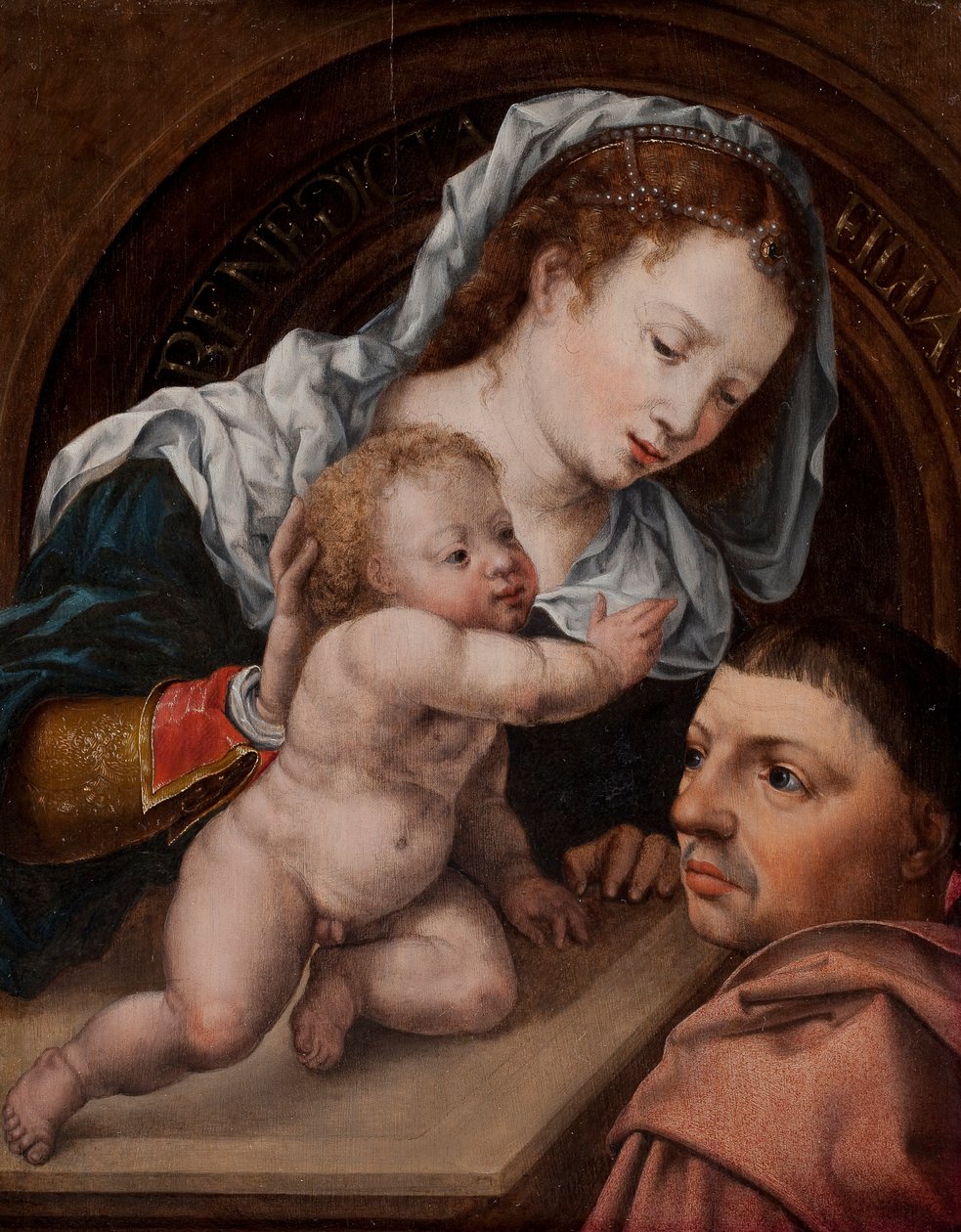 Maria com o Menino Jesus e doador do quadro de Jan Gossaert