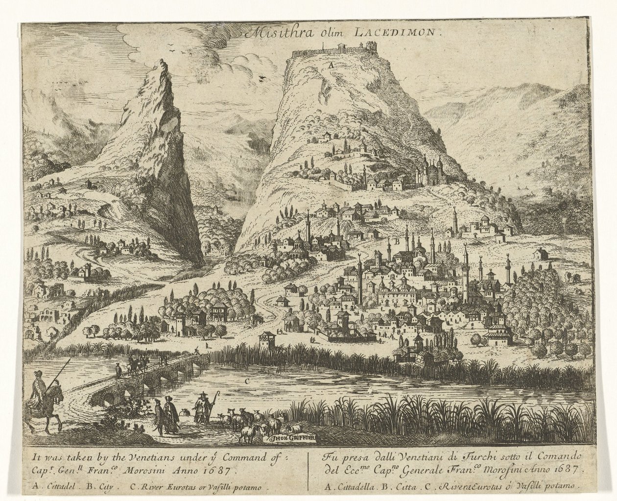 Vista de Misithra Misithra Olim Lacedimon (título no objeto) de Jan Griffier (I)