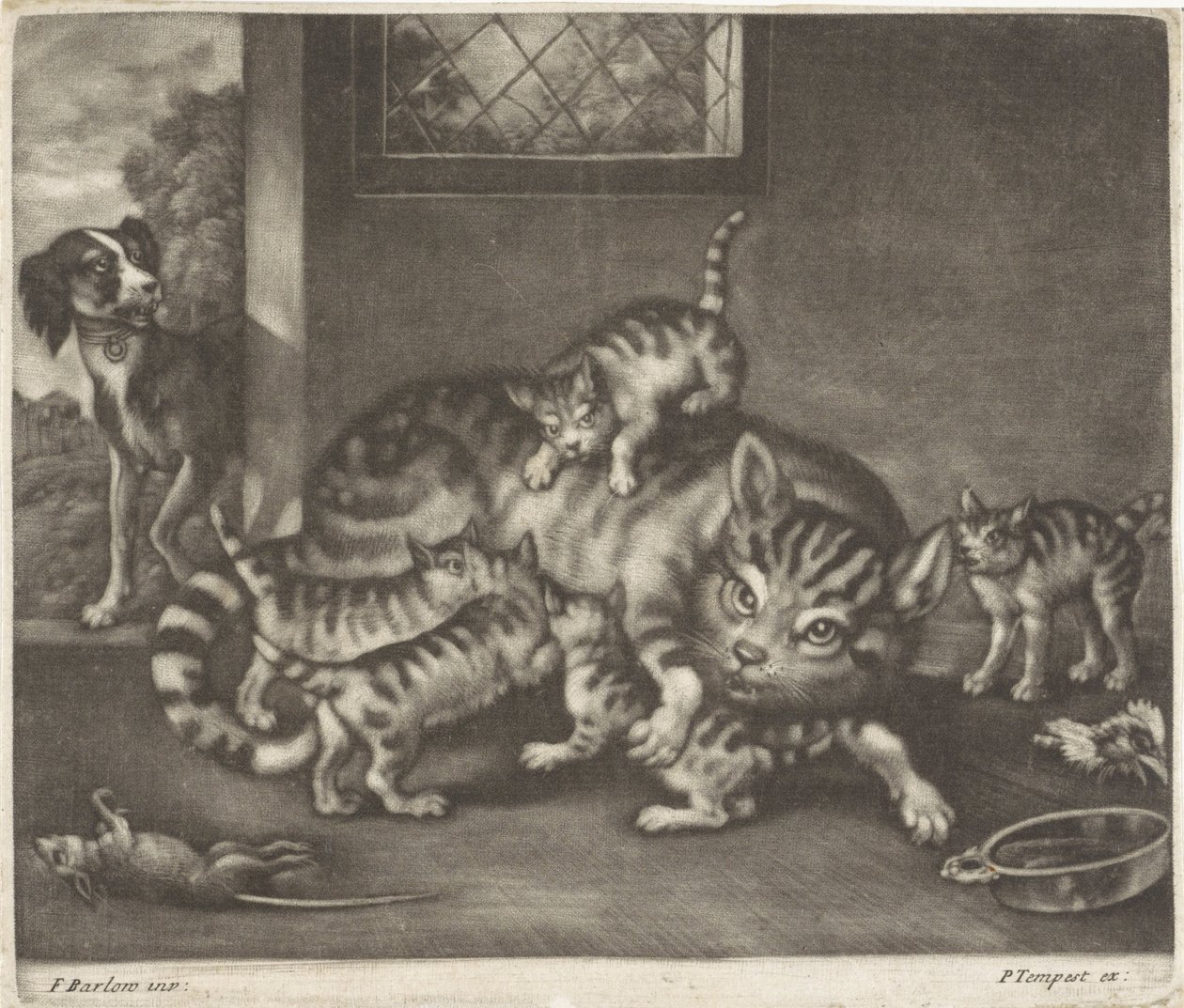 Gato com cinco meninos de Jan Griffier (I)