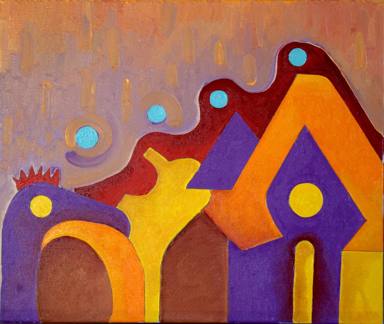 Um animal completamente desconhecido tenta entrar na casa, 2009 (óleo sobre tela) de Jan Groneberg