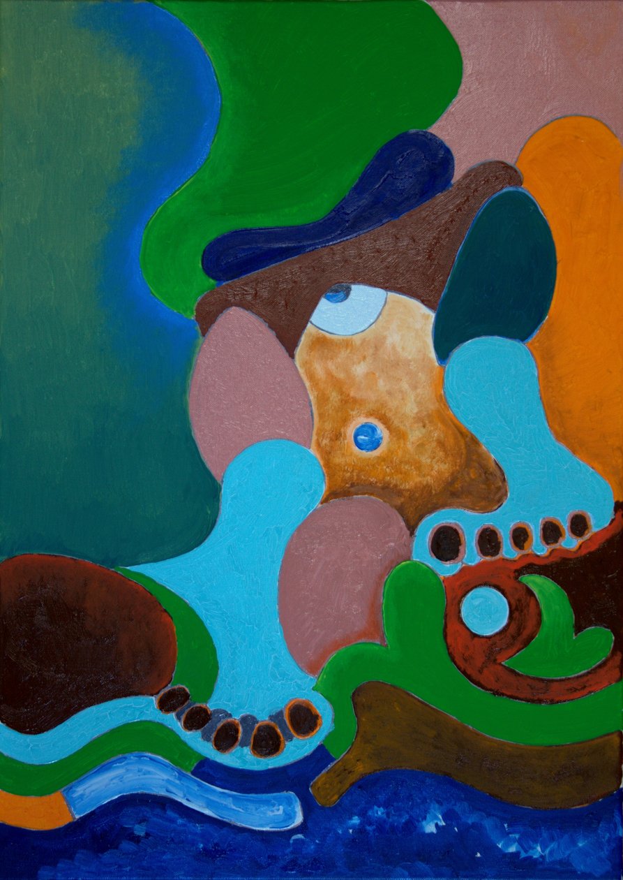 Depois de uma surra, o Gigante lava suas feridas no Poço, 2009 (óleo sobre tela) de Jan Groneberg