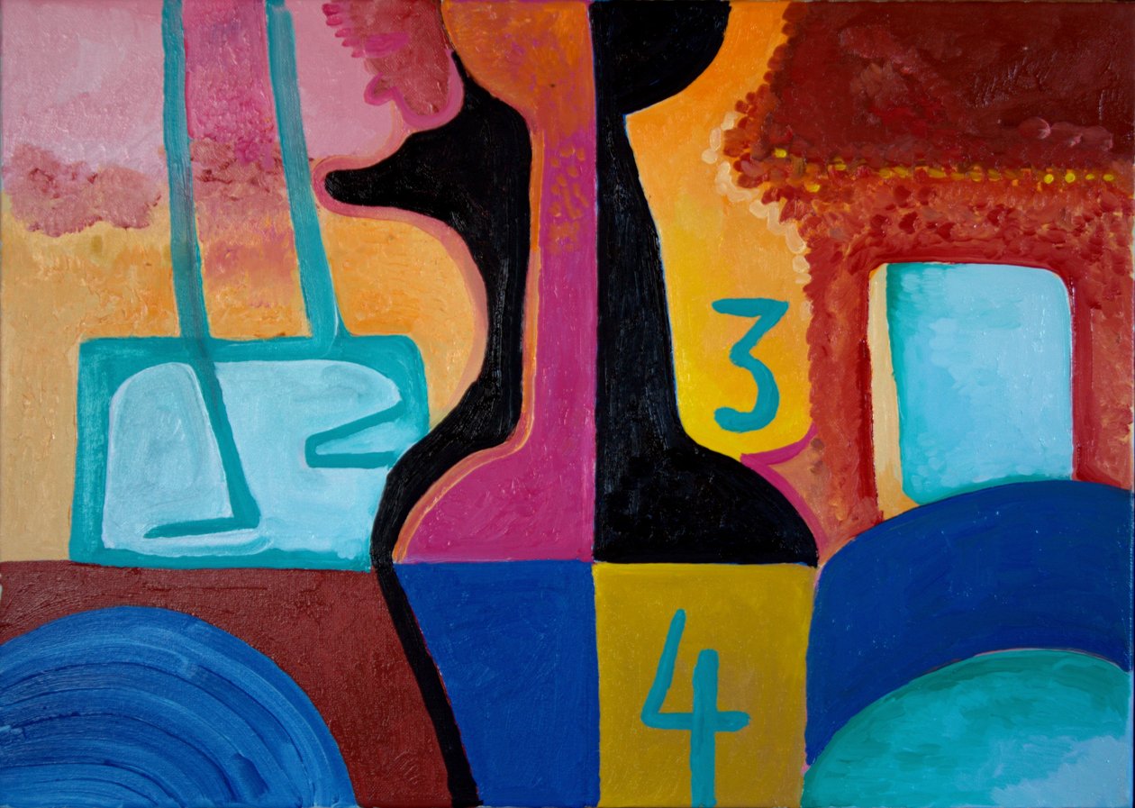 Anubis traz Números básicos, 2010 (óleo sobre tela) de Jan Groneberg