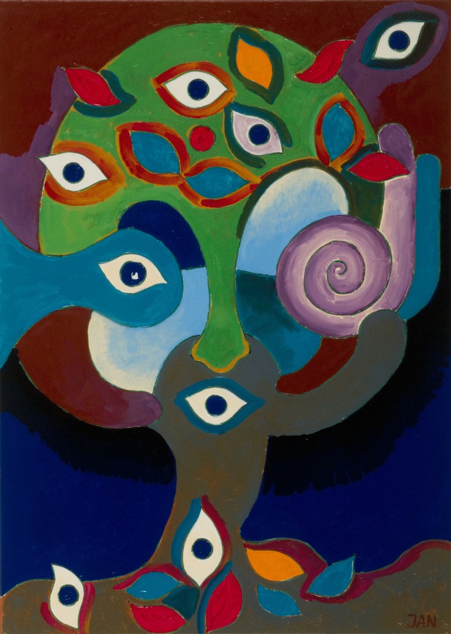 Deus arcaico de arbustos e pequenas árvores, 2009 (óleo sobre tela) de Jan Groneberg