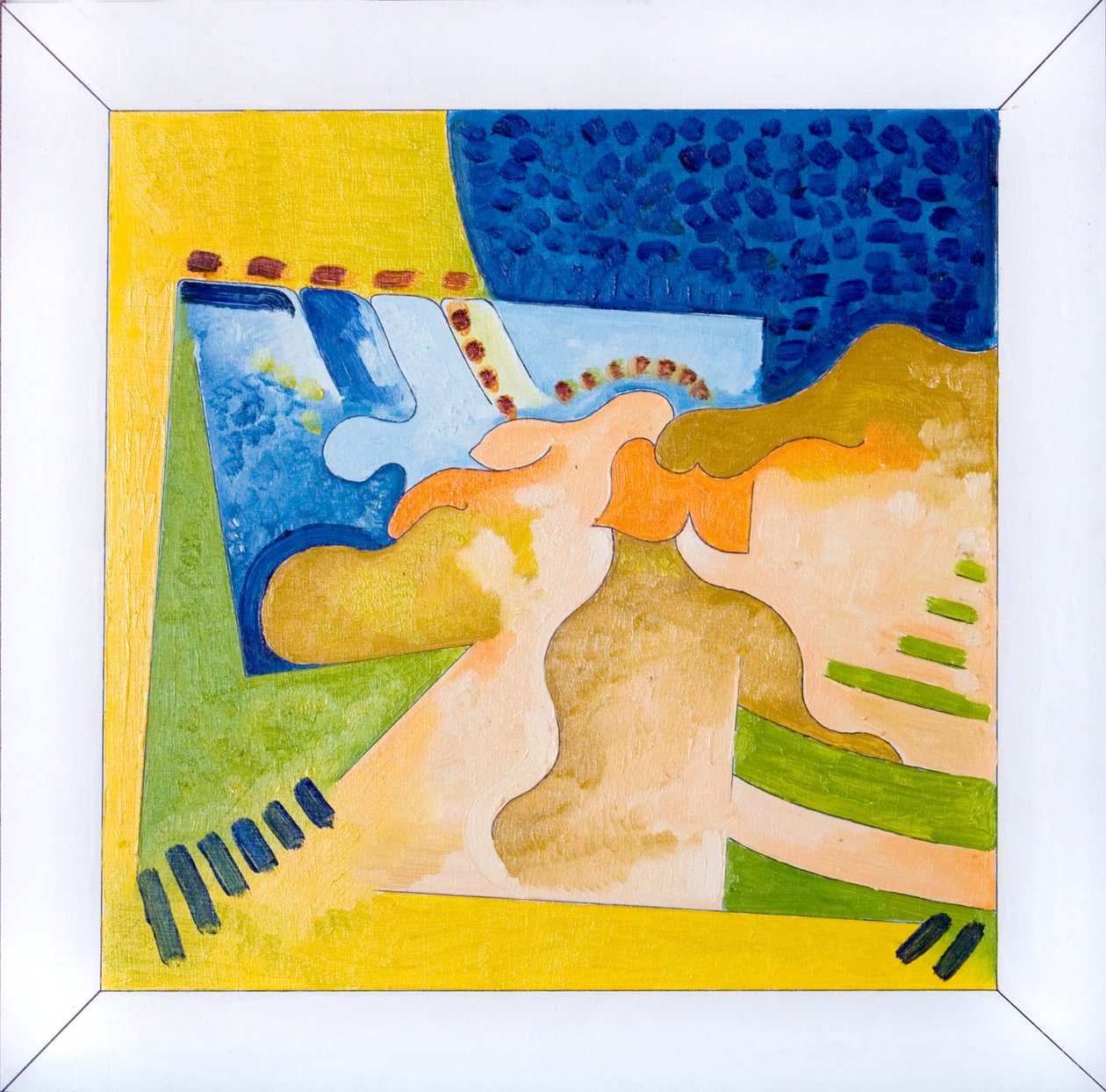 Formas biológicas em um quadrado dentro de um quadrado, 2006 (óleo sobre madeira) de Jan Groneberg