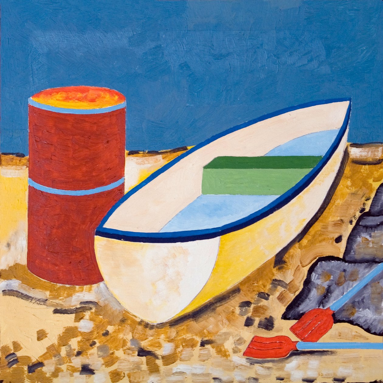 Boat and Barrel, 2005 (óleo sobre madeira) de Jan Groneberg