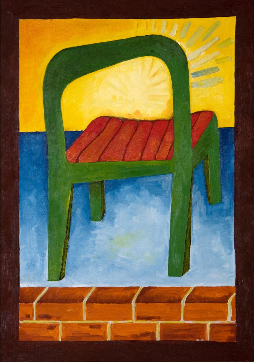 Chair in the Air, 2005 (óleo sobre madeira) de Jan Groneberg