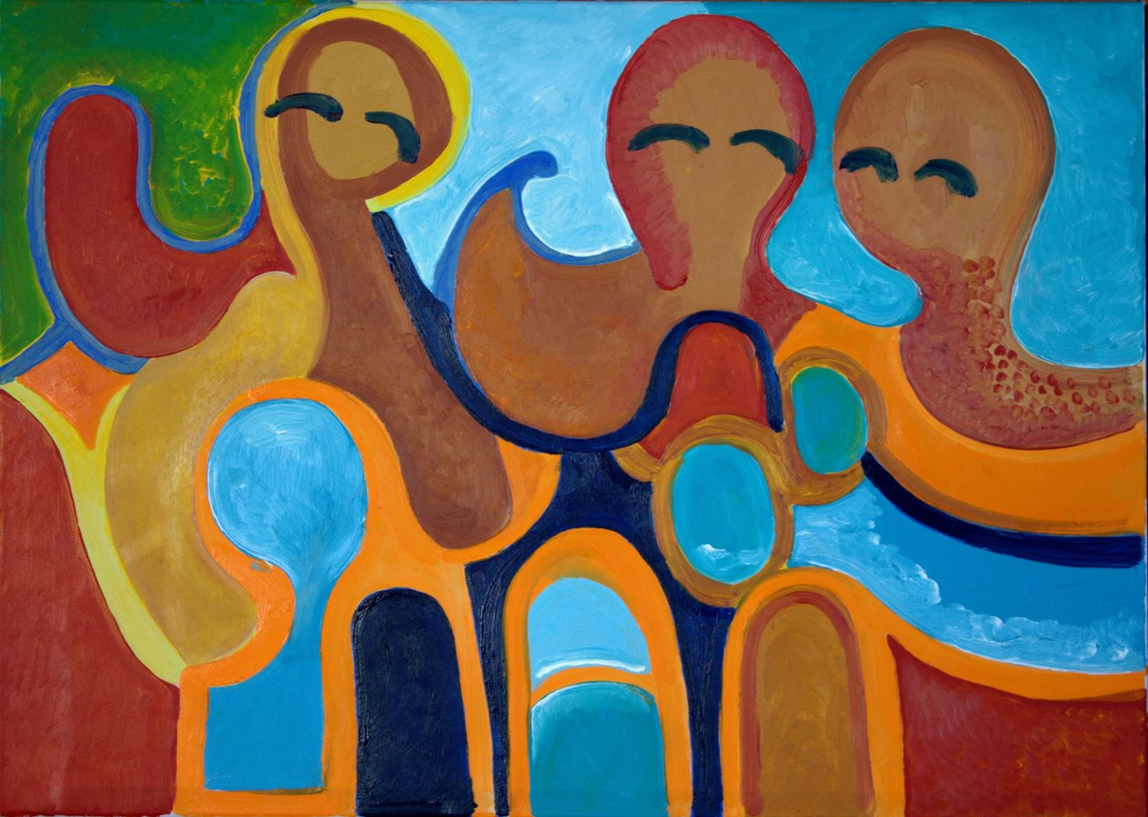Girls at the Riverside, 2009 (óleo sobre tela) de Jan Groneberg