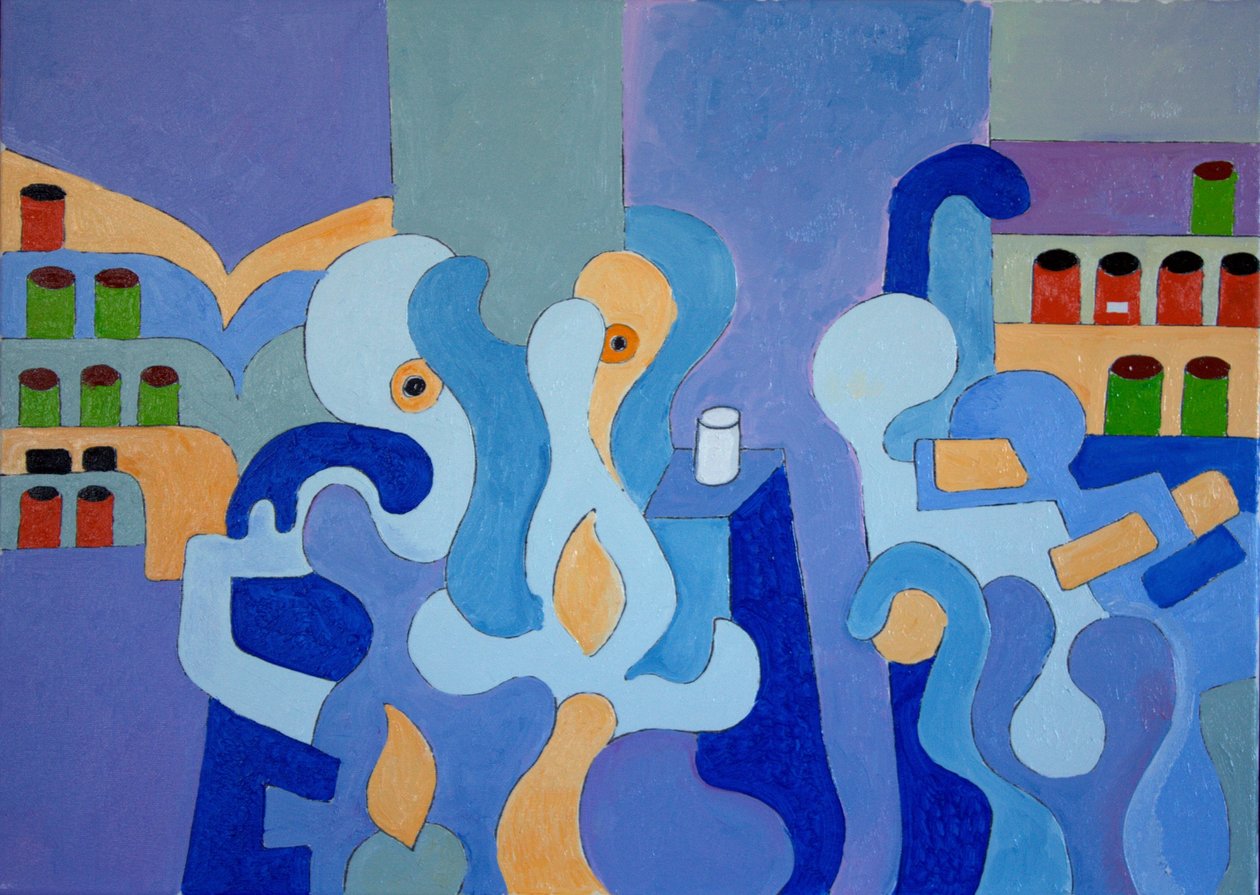 Dentro da Farmácia, 2009 (óleo sobre tela) de Jan Groneberg