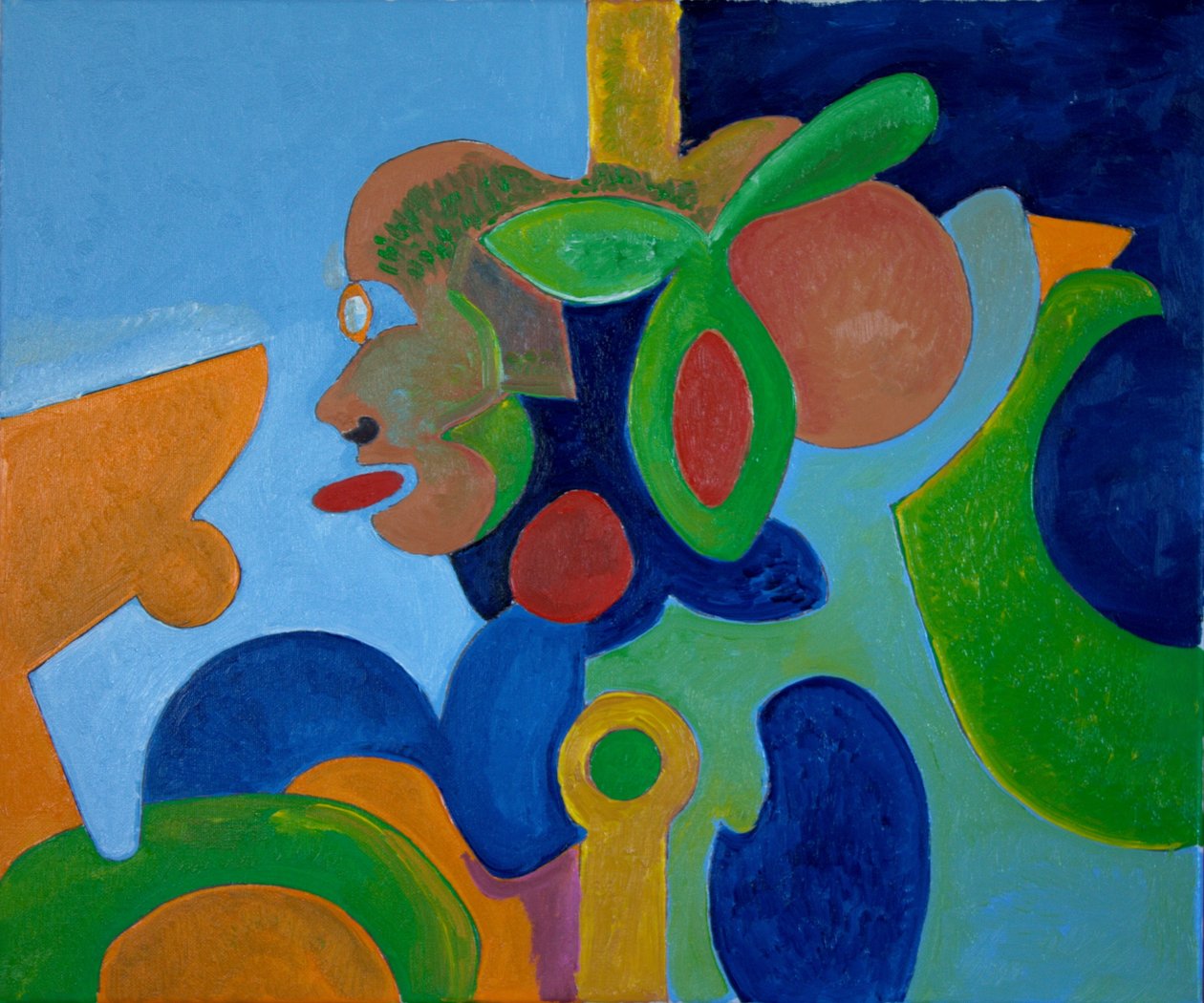 Auto-retrato como um porco voando alto, 2009 (óleo sobre tela) de Jan Groneberg