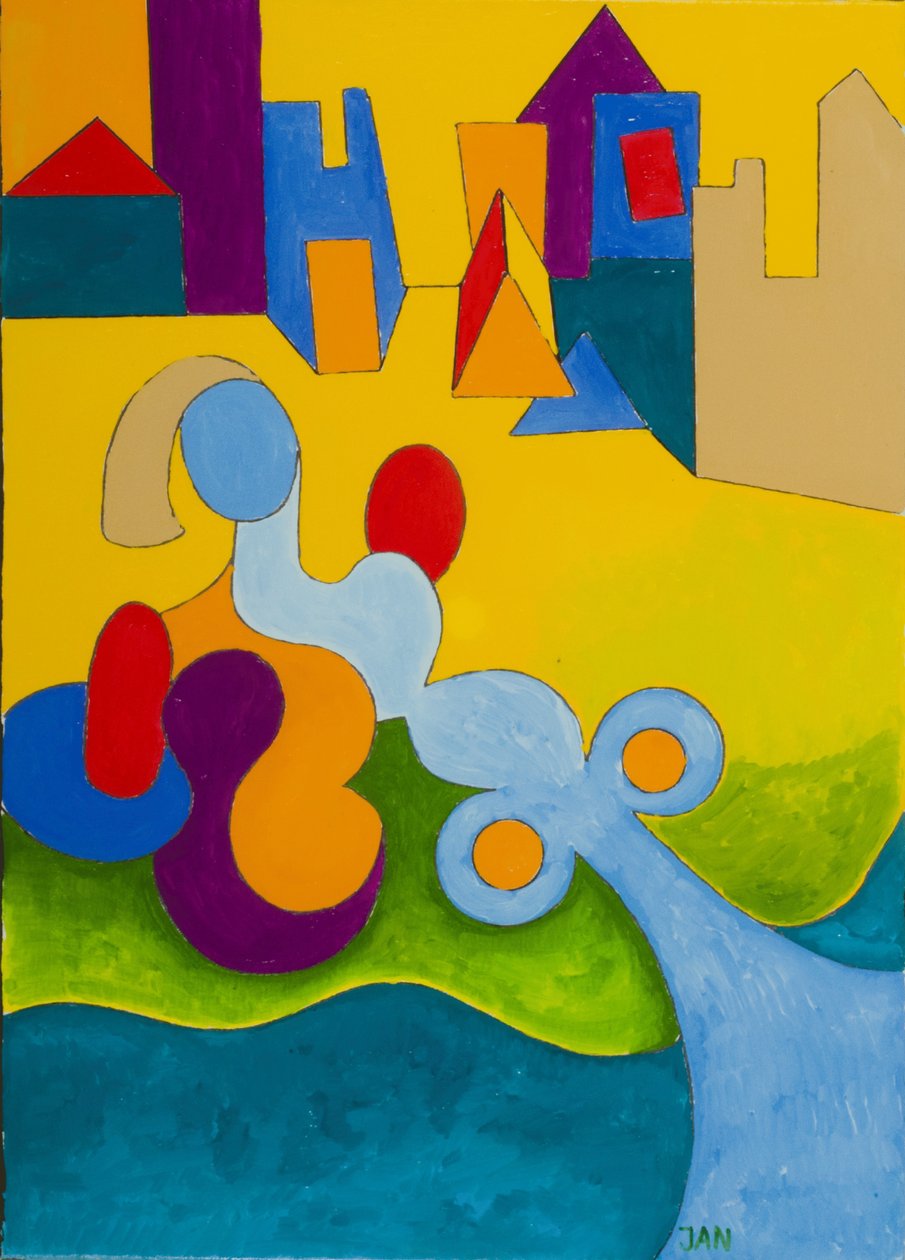 Banho de sol na orla da cidade, 2009 (óleo sobre tela) de Jan Groneberg