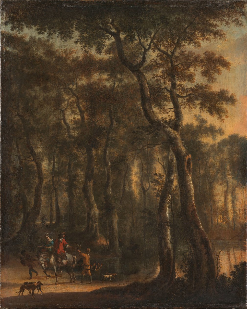 Caçadores na floresta de Jan Hackaert
