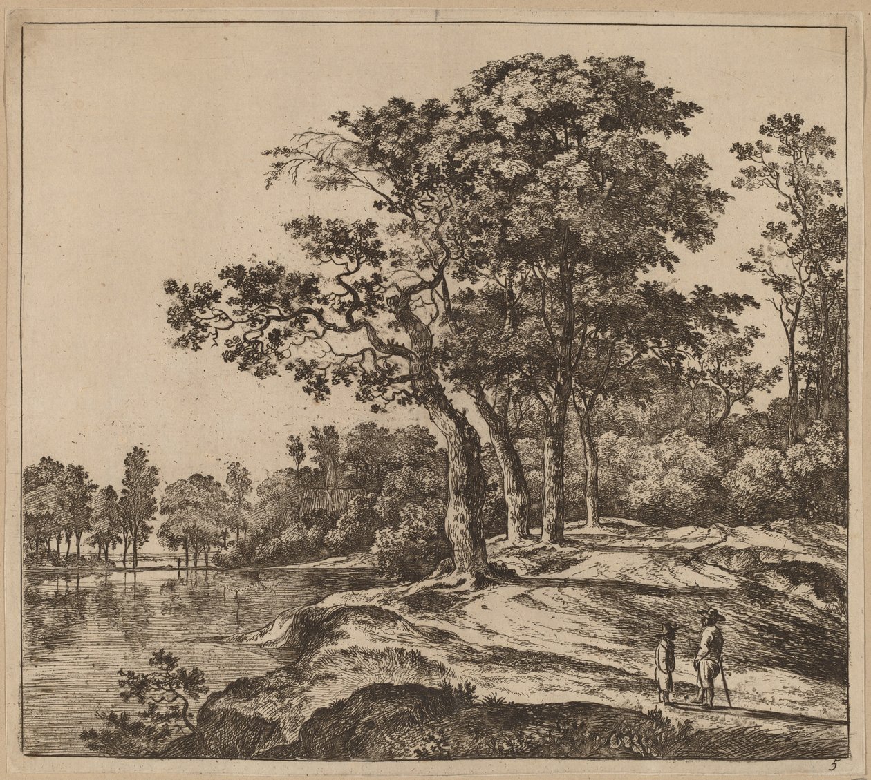 Paisagem com quatro árvores de Jan Hackaert