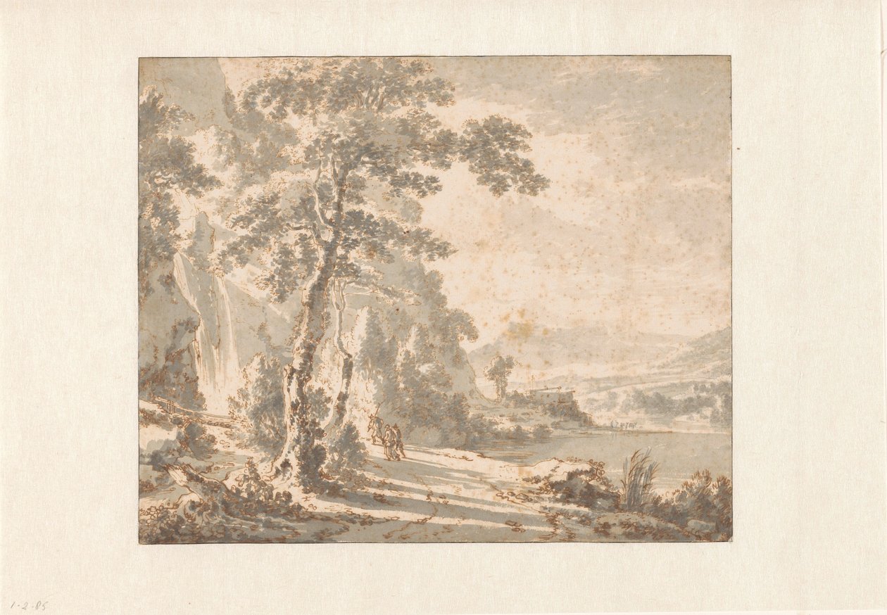 Paisagem com viajantes a pé de Jan Hackaert