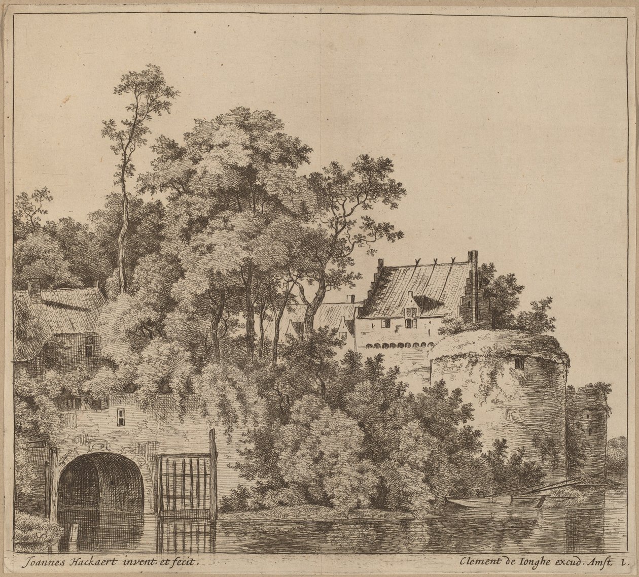 Cidade Pequena (Portão da Cidade em Gorkum?) de Jan Hackaert