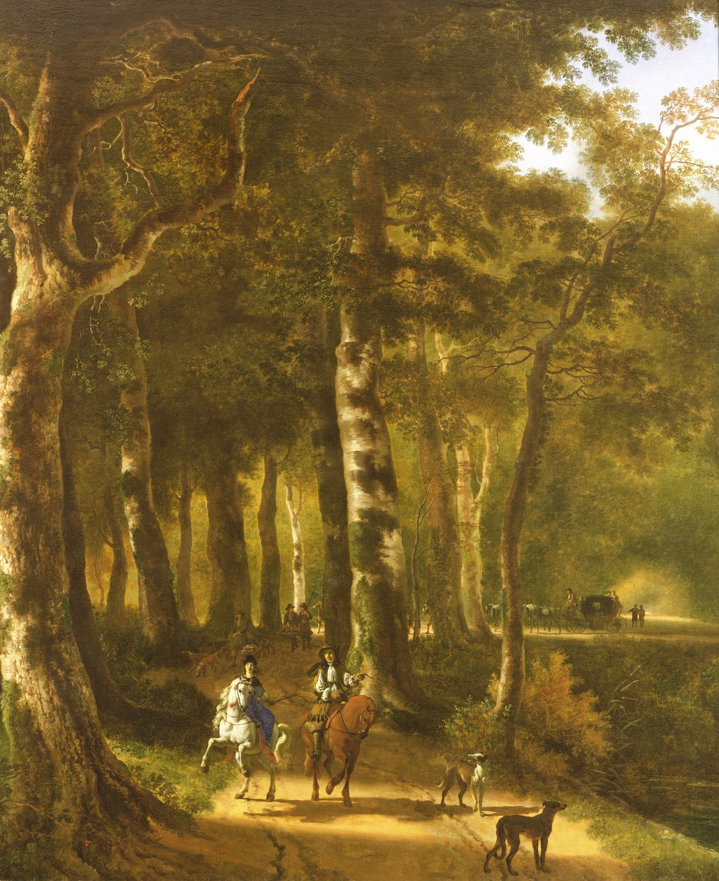 Viajantes em um caminho em uma paisagem arborizada de Jan Hackaert