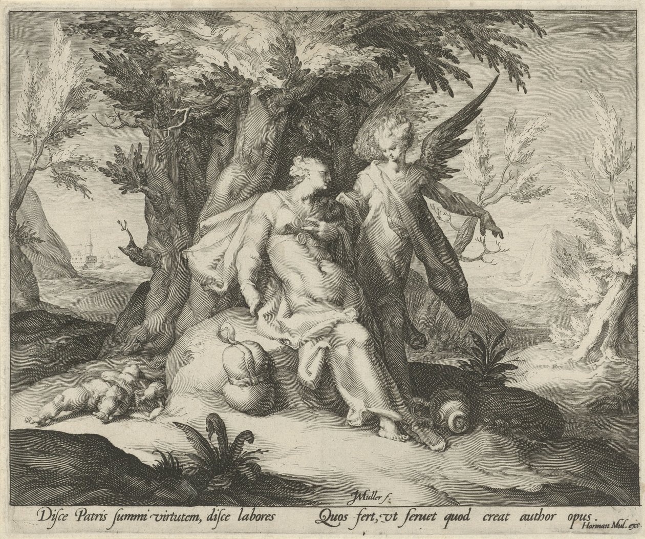 Hagar e Ishmael no deserto de Jan Harmensz. Muller