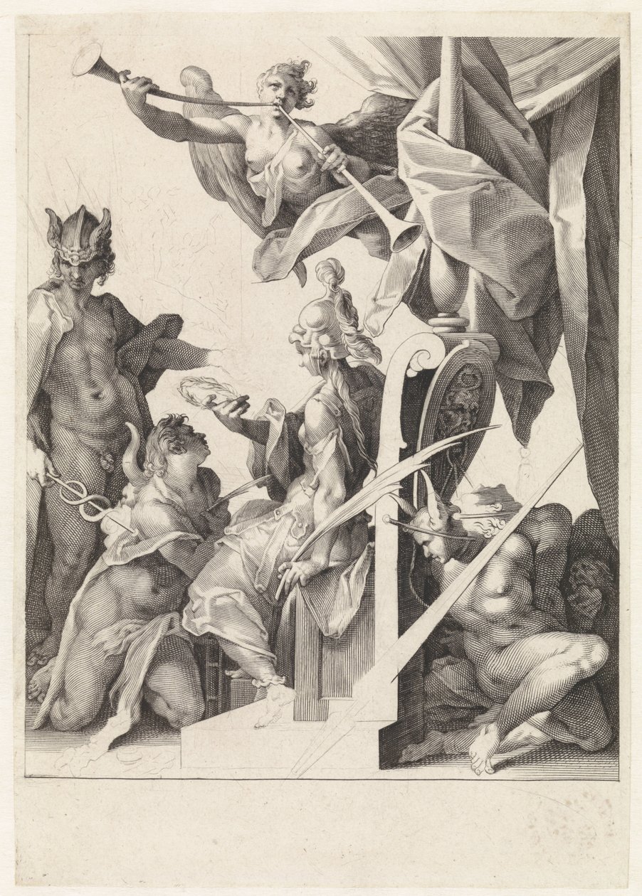 Mercury leva jovens artistas ao Minerva de Jan Harmensz. Muller