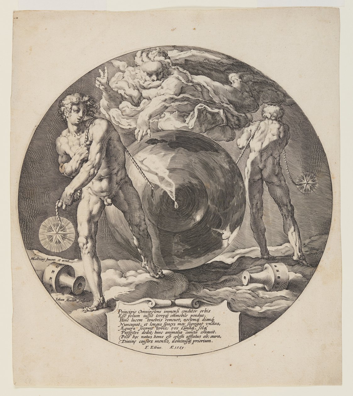 Folha de rosto, placa 1, da Criação do Mundo de Jan Harmensz. Muller