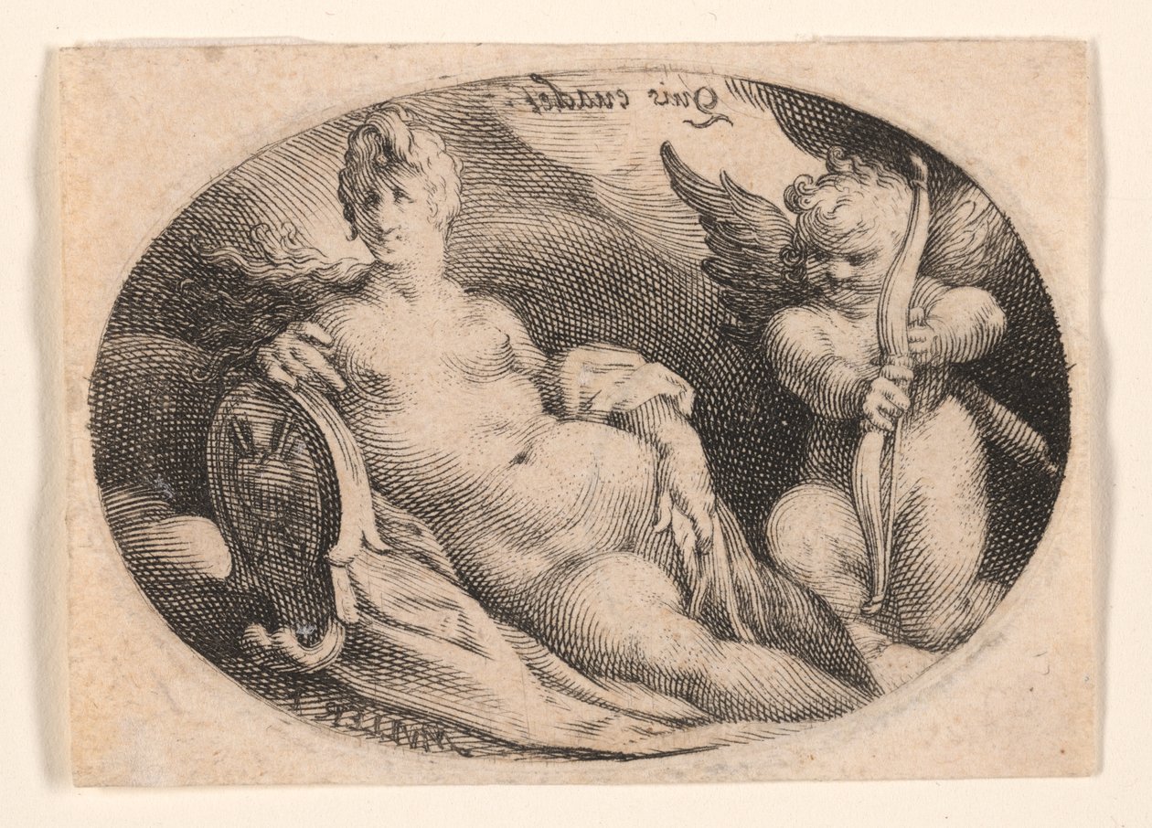 Vénus e Cupido nas nuvens de Jan Harmensz. Muller