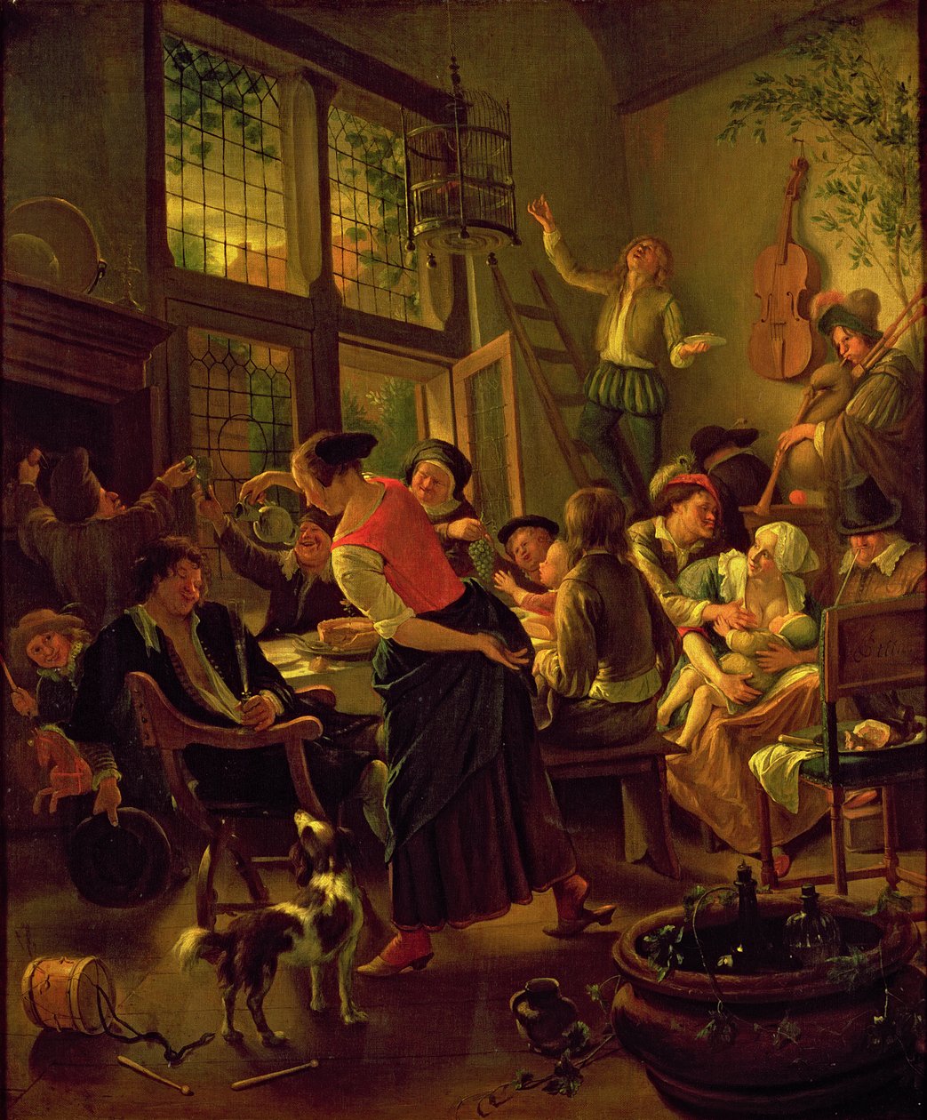 Refeição em Família (óleo sobre tela) de Jan Havicksz. Steen