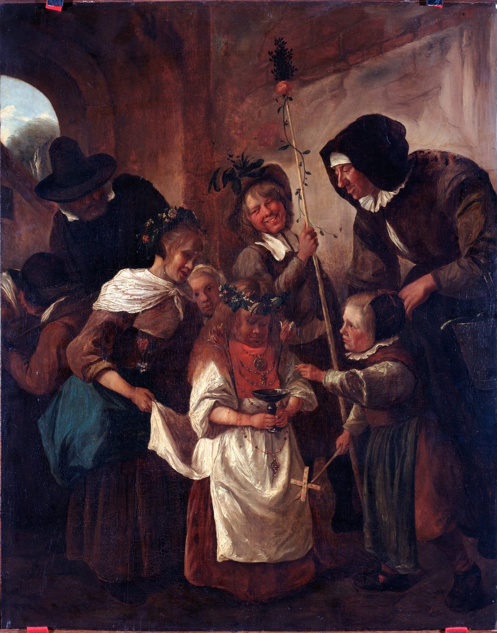 Festas da Páscoa Florida (Páscoa florida) Pintura de Jan Havickszoon Steen (1625/6-1679) Dim 80x65 cm Genes, Musei di Strada Nuova (ex Palazzo Bianco) de Jan Havicksz. Steen